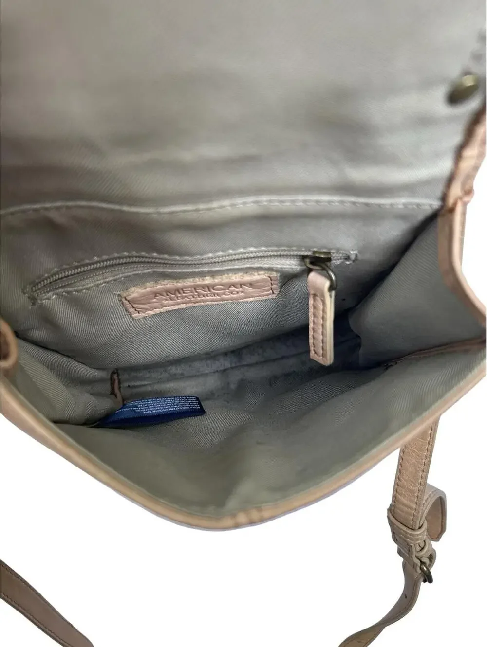 American Leather Co Tan Leather Crossbody Bag Flap Small Minimalist Purse‎